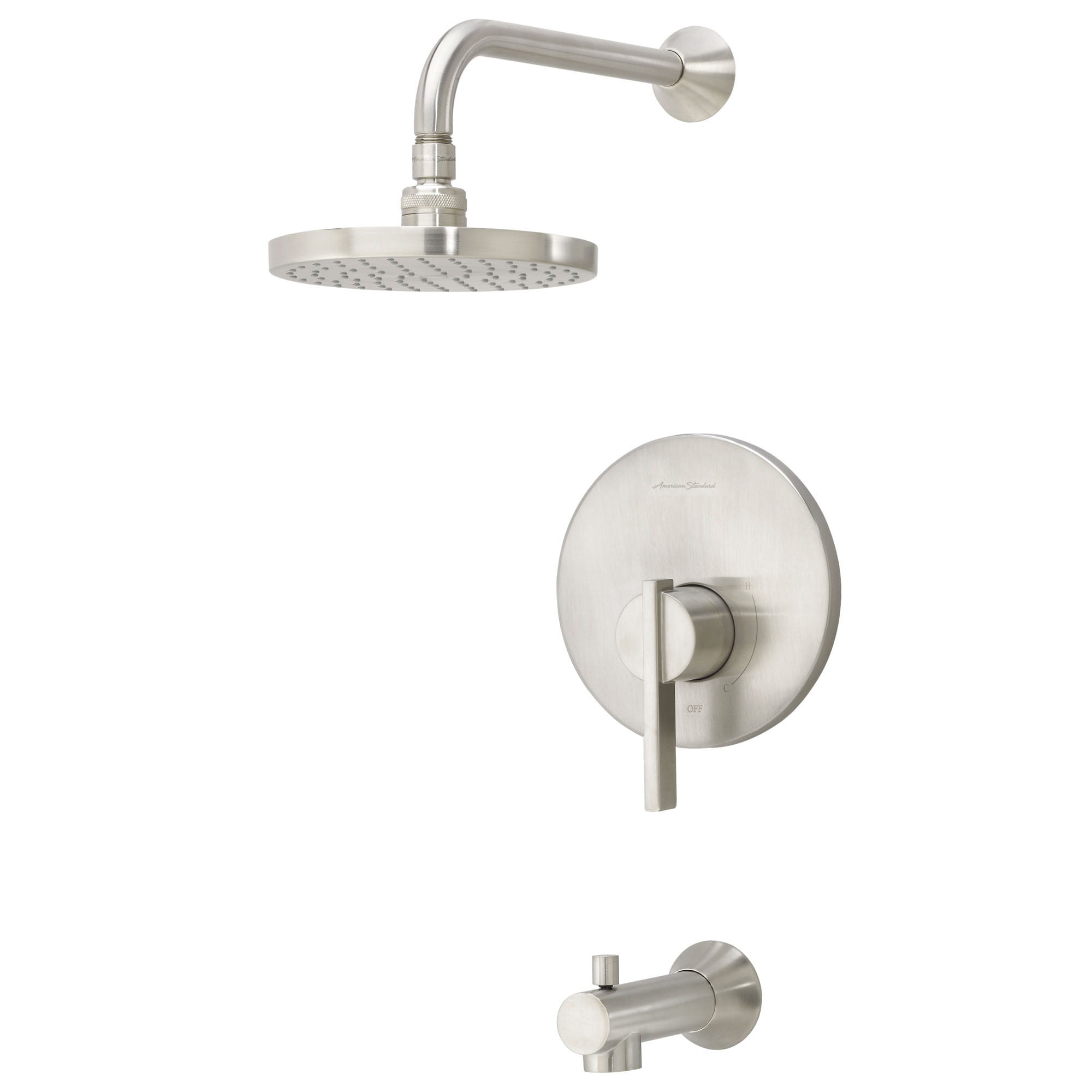 Berwick 25 gpm 95 L min Tub and Shower Trim Kit With Rain Showerhead Double Ceramic Pressure Balance Cartridge and Lever Handle   BRUSHED NICKEL